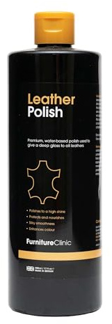 Leather Polish 500ml by Furniture Clinic - Imparts a Glossy Shine & Enhances the Colour of Two-Tone, Chesterfield Leather Sofas, Chairs Etc.