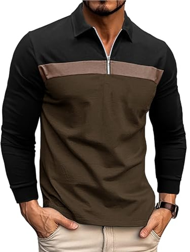 Ryehack Herr 1/4 dragkedja pikétröjor casual långärmade toppar Raglan T-Shirt Golf Shirt normal passform S-2XL