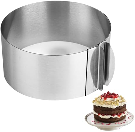 Anello per Torta Regolabile, Stampo Circolare per Torte, Stampo per Torte in Acciaio Inossidabile,Stampo Circolare Regolabile per La Decorazione della Torta da Forno con Linee Graduate.