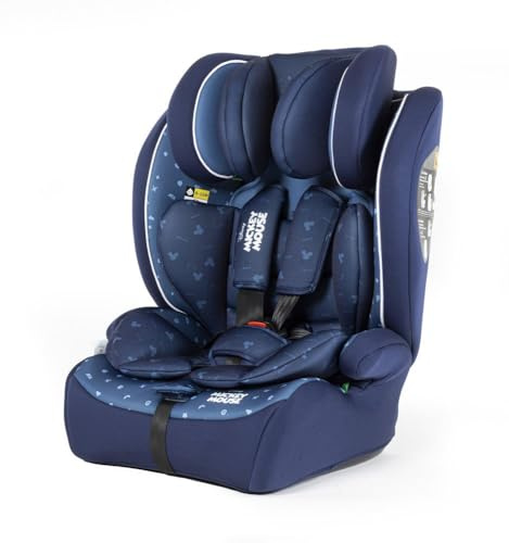 Tataway Asiento con respaldo de coche Mickey Mouse I-SIZE R129. Elevador de seguridad para niños con una altura de 76 a 150 cm. Reposacabezas ajustable y acolchado adicional.