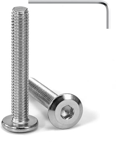 Tunejoy Tornillos de Cabeza Plana M6 x 40 mm Tornillo de Cabeza Hexagonal de Acero Inoxidable A2 V2A Perno de Muebles con llave Allen Rosca Completa 20 Piezas