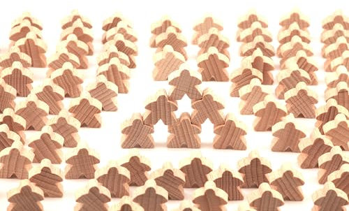 Generisch Meeple 125 Stück Natur - Holz-Spielfiguren für Brettspiele - Unbehandelt, Selbstbemalbar - Ideal für Kinder & Erwachsene - 3-99 Jahre - Inkl. 125 Spielfiguren aus Holz
