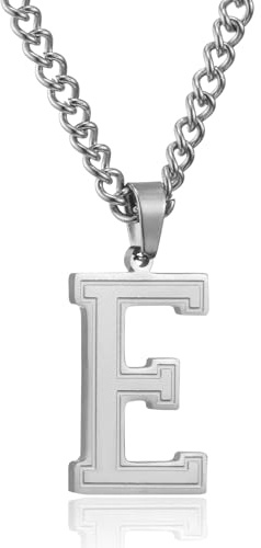 RWQIAN Herrhalsband med bokstäver berlocker silver/guld/svart initialt rostfritt stål bokstäver A-Z hänge halsband 60 cm påskhalsband fars dag jubileumsgåvor för män pojkar, Rostfritt stål