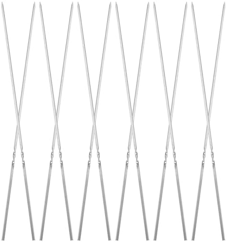 CONGARTENO 50 Piezas Brochetas Bbq de Acero Inoxidable Pinchos Planos Reforzados para Carne y Verduras Reutilizables y Resistentes al Calor para Parrilla al Aire y Barbacoas