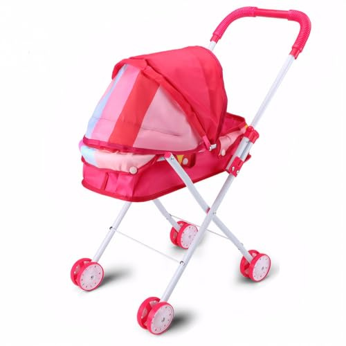 Odoukey Passeggino per Bambole Pieghevole, Carrozzina per Bambole Lavabile e Staccabile con Maniglia per Fare Finta di Giocare, Carrozzina per Bambini Stile 1