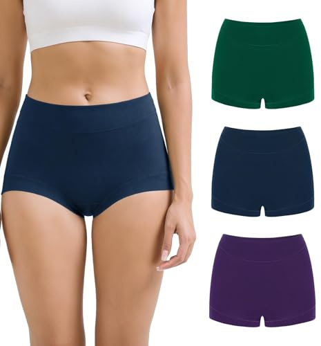 Briyat Culottes Femmes Haute Taille Boxer Coton Respirant Stretch Slips Strings sous-vêtements Lot de 3