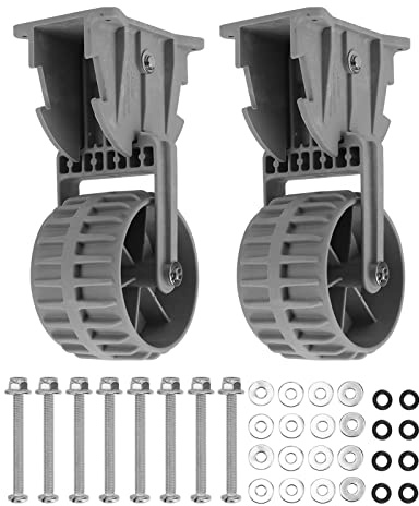 2 piezas de ruedas para bote inflable, kit de ruedas de lanzamiento inalámbricas con diseño abatible, ruedas de remolque para balsa de nylon con herrajes de montaje para kayak