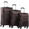 FERGÉ Kofferset Weichschale 3 teilig leicht Calais Reisekoffer Trolley-Set (Handgepäck, L, XL) 3er Set Stoff-Koffer Roll-Koffer 4 Rollen Stretch-Flex café