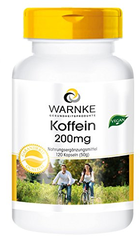 Koffein Kapseln - 200mg Koffein pro Kapsel - 120 Kapseln - hochdosiert - vegan | Warnke Vitalstoffe - Deutsche Apothekenqualität