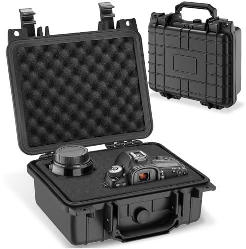 tectake® Universal Hard Case with 3 Foam Inserts, Lightweight & Robust, Shock-, Dust-, & Water-Resistant, Incl. Seal Ring, Snap Closures & Pressure Relief Valve - Ideal Camera Case & Tool Case - S