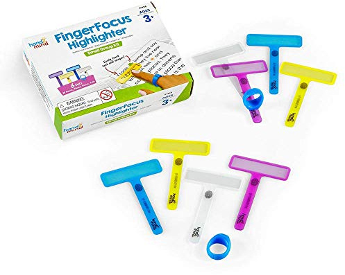 hand2mind FingerFocus Highlighter, Guided Reading Strips, Reading Pointers for Kids, Dyslexia Tools for Kids, ADHD Tools, Special Education School Supplies, Teacher Classroom Must Haves (6 Pack)