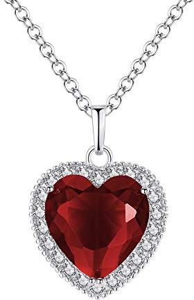 HMOOY Collana Titanic Heart of The Ocean, Collana Con Ciondolo Blu Love Collana Con Ciondolo a Forma Di Cuore Con Rubino Collana Placcata In Oro Bianco Gioielli Di Moda Per Donne Ragazze (rosso)