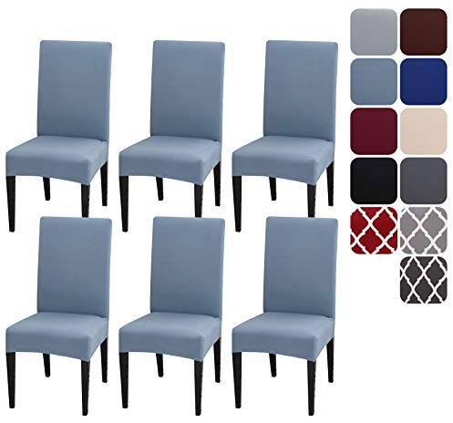 Aisprts Stuhlhussen 6er Set Stretch Stuhlhussen für Esszimmerstühle, Abnehmbarer Waschbarer Stühle Schutz Dekoration Stuhlbezug für Haus, Küche, Hotel, Restaurant, Bankett, Hochzeit, Party