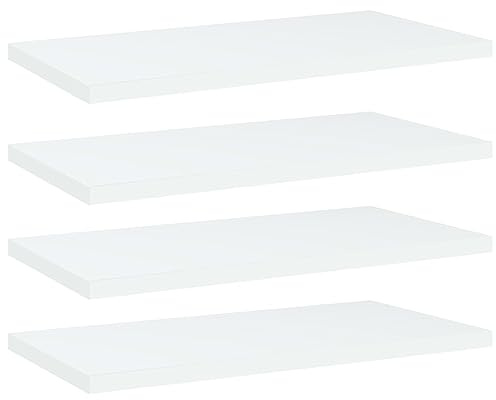 vidaXL 4X Bücherregal Brett Wandboard Wandregal Regal Regalboden Wand Board Ablage Hängeregal Schweberegal Weiß 40x20x1,5cm Holzwerkstoff