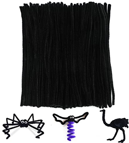 G2PLUS Black Pipe Cleaners for Craft, 200PCS Long Crafting Chenille Stem for DIY, 30cm for Halloween Project Decoration