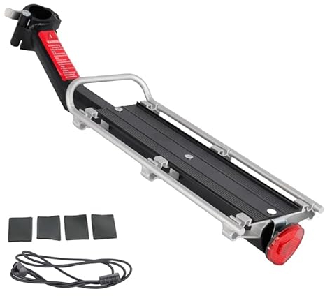 ThreeH Fahrradgepäckträger Schnellspanner Leichter Gepäckträger hinten Universal 20lb/9kg Last Passend für die meisten Mountainbikes mit reflektierendem elastischem Gepäckgurt