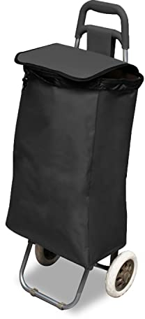 GREATOYAR Carro de Compra con Gran Capacidad, Carro de Compra con 2 Ruedas, Carrito de Compra para Mayores, Soporte Metálico, Alta Capacidad de Almacenamiento, Capacidad 40 litros, 90x30x35cm, Negro