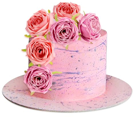 Blumomon 8 Pcs Flower Cake Topper Happy Birthday Artificial Rose Cake Decorations Bridal Engagement Baby Shower Birthday Party Cupcake Decorations Picks Anniversary Party Decorations Supplies