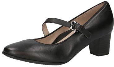 CAPRICE Damen Pumps aus Leder mit Riemen, Schwarz (Black Nappa), 39 EU
