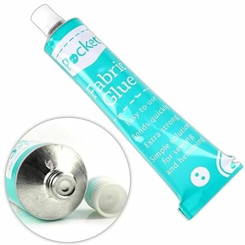 FABRIC GLUE 50ml - Strong Hold Quick Dry Machine Washable For Clothes - Textile Felt Badges Leather Clothing Hemming - NO SEW - Soft Fabric Adhesive For Upholstery - Craft Projects Repairs