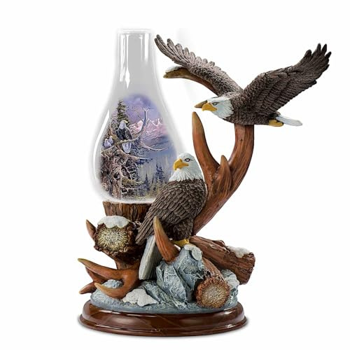 The Bradford Exchange Nature's Wonders Rustic Illuminated Sculpture with Dramatic Eagle & Mountain Terrain Artwork by Artist Ted Blaylock
