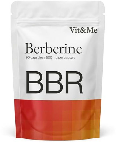 Berberine HCL 98% 500mg-1500mg Daily, 90 Vegan Capsules, UK Tested, Vit&Me