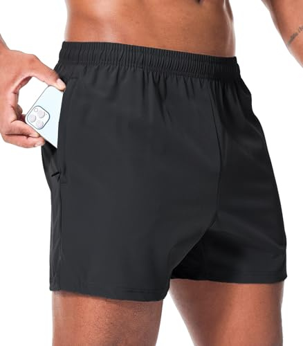 Superora Pantalones Cortos de Running Deportivos para Hombre Transpirables Secado Rápido con Bolsillo Trasero Resistente Agua de Cremallera