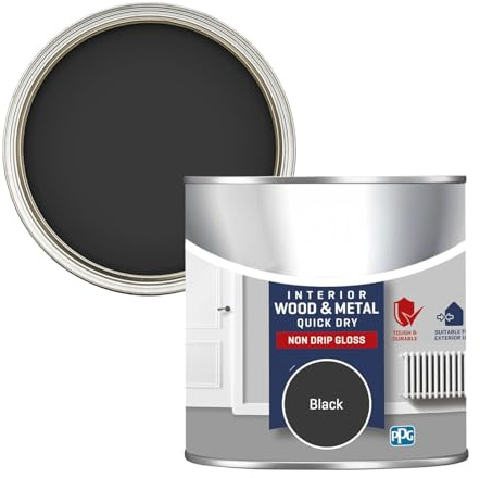 HOCHSTE® Wood & Metal Paint, Quick-Drying Formula, Long-Lasting Protection, DIY Enthusiasts, Furniture, Doors, Cabinets, Railings, Fences, Ideal For Home, Office, Craft Projects, (Black, 250ML)