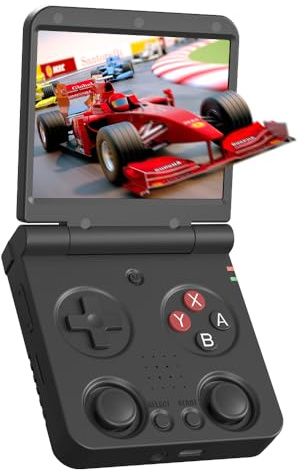Miyoo Flip V2 Console de jeu portable rétro avec charnière silencieuse, écran IPS de 3,5 640 x 480, double système avec émulateur de 30 + émulateur, console de jeu vidéo portable avec HDMI, WiFi, OTG