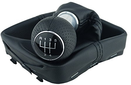 L&P A255-3 Schaltsack Schaltmanschette Schwarz Schaltknauf perforiert PU Leder Rahmen GTI Look 5 Gang Komplettset kompatibel mit VW Polo 9N 9N2 9N3 4 IV Plug Play Ersatzteil für 6Q1711113