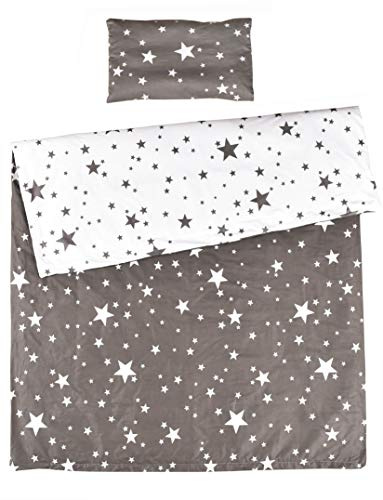 MEJU Star Twinkle 100% Cotton Duvet Cover 43 X 59 + Pillowcase 13 X19 Bedding Set with Zipper Closure for Baby Toddler Boys Girls Crib Bed Decoration Gift