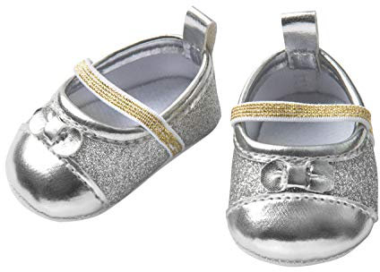 Heless 7481 - Glitzerballerinas für Puppen, silber, Größe 30 - 34 cm