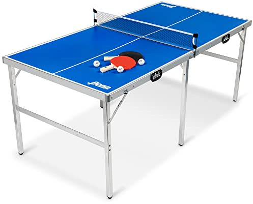 EastPoint Sports Penn Space Saver Table Tennis Table – Fully Assembled 6 Foot x 3 Foot Indoor/Outdoor Portable Table with Net, 2 Ping Pong Paddles and 4 Balls 10 Minute Set Up