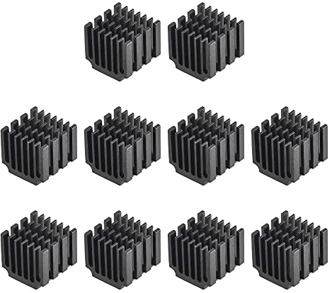 sourcing map 10 Stück Thermische Selbstklebende Elektronische Aluminium Kühlkörper 14.5x14x13mm Schwarz