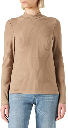 PIECES Dam PCKYLIE LS T-Neck TOP NOOS pullover, Silver Mink, M