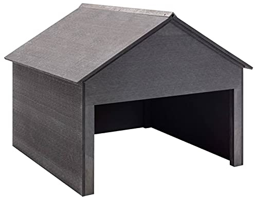 JUNZAI Mähroboter Garage, Überdachung, Grau, 80x80x70 cm, WPC