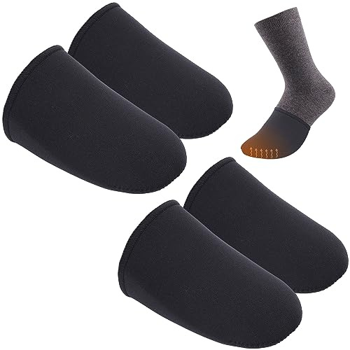 2 Pairs 3mm Neoprene Toe Warmers- S Size Toe Covers Toe Warmer Booties- Thermal Foot Toe Caps Socks for Cycling, Hiking, Running, Winter Outdoor Sports (Worn Inside Shoes)