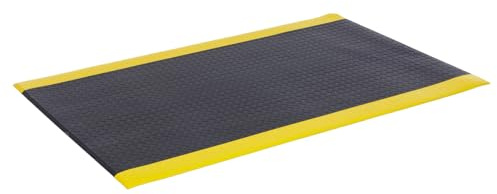 Nicoman Anti Fatigue Mat commercial Industrial Mat with Black Yellow Border, Heavy Duty Sponge Ergonomic Mat, Non-slip Waterproof Mats (Black/Yellow 12.5mm, 90x60cm)