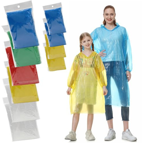 Habaylin Rain Poncho, Poncho Waterproof Clear Disposable Family Pack Emergency Raincoats for Women Men for Festivals, Camping, Theme Parks