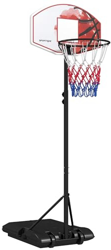 SPORTNOW Height Adjustable Basketball Hoop and Stand, Free Standing Basketball Stand Net Set System w/Wheels, Enlarged Base, PE Backboard, 179-209cm
