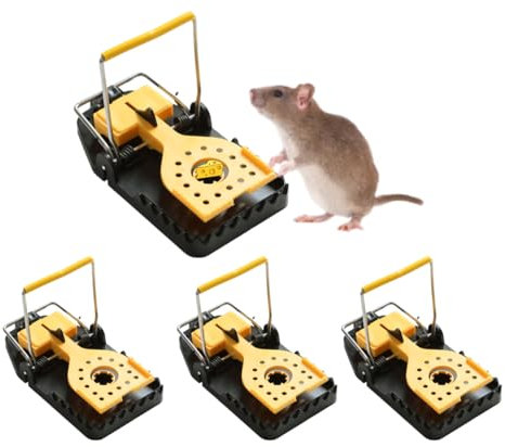 Uflix® Mouse Traps Indoor – Pack of 4 Quick-Snap Reusable Rodent Killers, No Poison, Easy to Clean, Child & Pet Safe Mice Control Traps (11.4 × 5.2 × 5.5 cm)