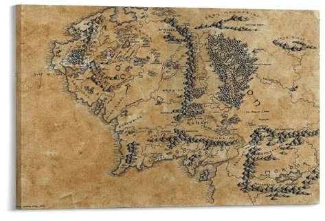 Poster Middle Earth Map (6) Painting On Canvas Wall Art Poster Scroll Picture Print Walls Decor Home Posters 08x12inch(20x30cm)
