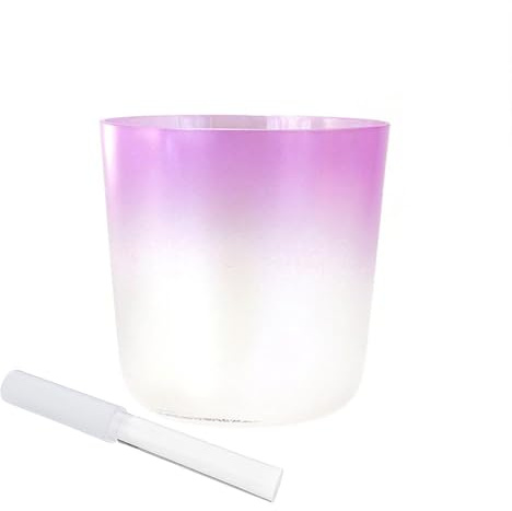 Ciotola di cristallo Alchemy da 8 pollici, sfumatura viola, ciotola dei chakra, ciotola sonora, regalo for meditazione yoga e guarigione sonora, con percussore acrilico gratuito e anello di tenuta(G N
