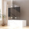 Duschwand für Badewanne 140x140cm 3-teilig faltbar Weiß Duschtrennwand, Glas Duschabtrennung mit Schwarz Gestreift, Badewannenaufsatz aus 6mm ESG Sicherheitsglas
