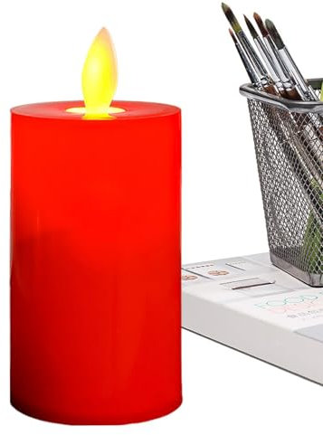 Candele Con Punta Mobile, Candele Rosse Senza Fiamma Con Punta Mobile, Candele Pilastri A LED A Batteria – Candela Votiva Di Preghiera A Punta Cellulare Senza Fiamma 2 Pezzi Rosso Con