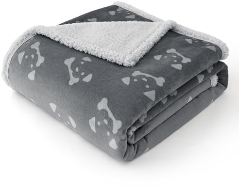 Bedsure Manta Perro Impermeable y Suave - Protector de Sofá, Cama y Perro Coche, Borreguito y Polar para Gatos, Antideslizante y Lavable (63x73cm, Gris)