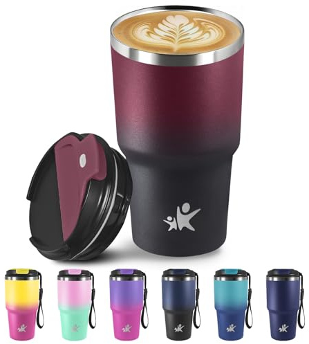Thermosbecher 600ml, Kaffeebecher to go, 100% Dicht, Isolierbecher, Edelstahl Travel Mug, Thermo Kaffeebecher, 6h Heiß und 8h Kalt, Kaffee Thermobecher für Kaffee, Tee, Smoothies und Mehr