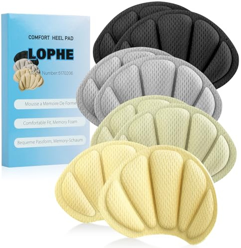 LOPHE Cuscini per Tallone Pad Heel, 4 Paia Cuscinetti per il Tallone, Soletta Autoadesiva per la Cura dei Piedi per Scarpe, Impediscono ai Talloni di Sfregare e Scivolare