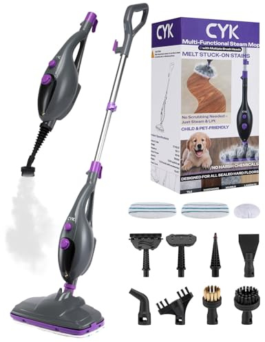 CYK Steam Mops for Floor Cleaning, 12 in 1 Handheld Steam Cleaner for Home, Floor Steamer for Hardwood Floors and Tile (Purple-grey)