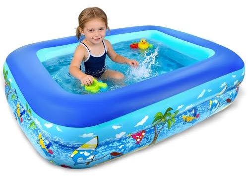 Piscina Hinchable Rectangular Pequeña, 120 cm Piscina Infantil Inflable, Piscinas Hinchables, Piscinas Rectangulares para Interior, Exterior, Jardín, Patio, Resistente y Antideslizantes